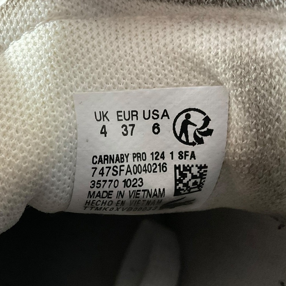 Lacoste‎ Carnaby Pro 124 1 SFA White Leather Gold Logo Sneakers Women's Size 6 - Picture 6 of 11